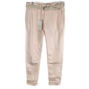 Denim & Flower Ricky Singh Mens 32 Slim Fit Chino Pants Pink Stretch With Belt